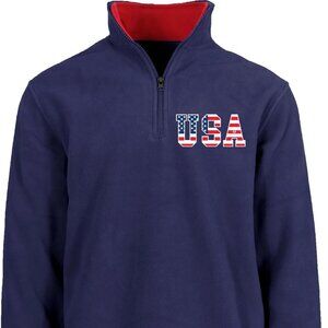 JH DESIGN Men’s USA Quarter Zip Thermal Fleece Pullover Long Sleeve Sweatshirt